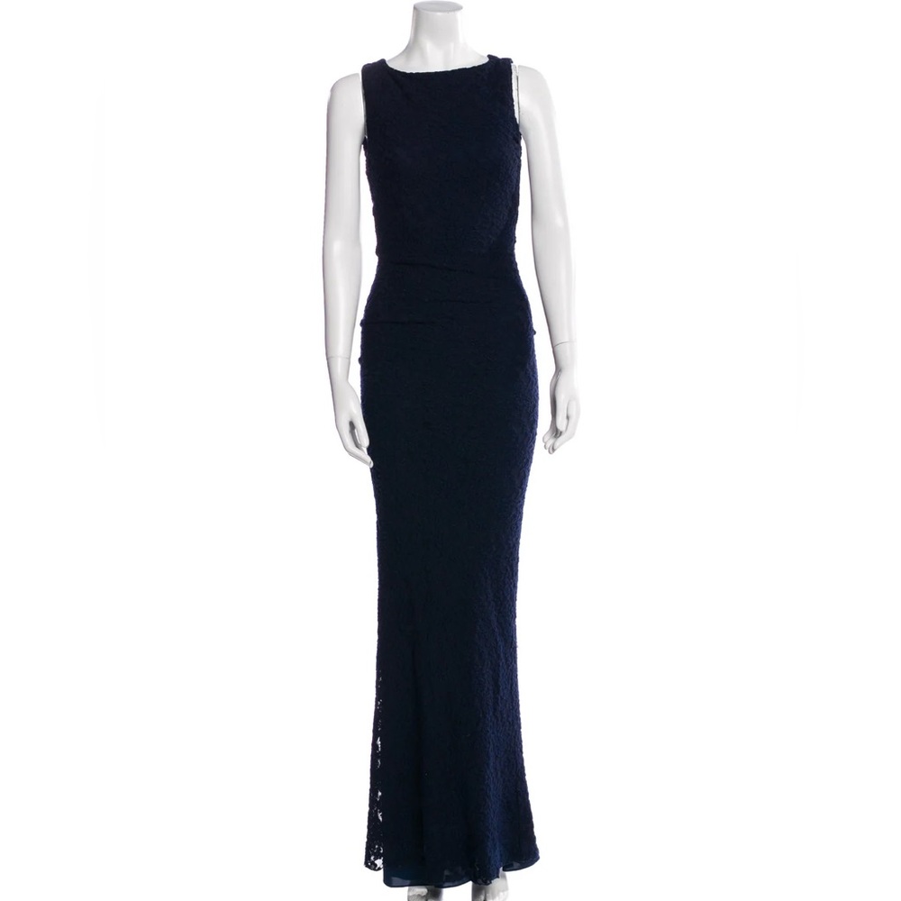 Alice + Olivia navy blue lace gown